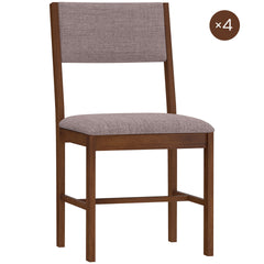 HOMCOM Modern Dining Chairs Set of 4, Linen Fabric Kitchen Chairs with Rubberwood Legs for Dining Room, Living Room, Brown