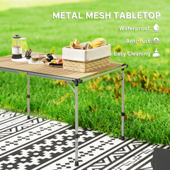 Outsunny Folding Camping Table, Adjustable Height Aluminum Table, Portable Camping Table for Picnic, Beach, BBQ