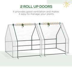 Outsunny Portable Mini Greenhouse, Outdoor Garden with Large Zipper Doors and Water/UV PE Cover, 6' x 3' x 3', White