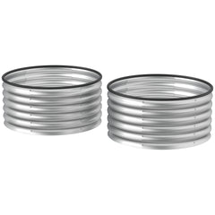 Outsunny Set of 2 Raised Garden Bed, Metal Planter Box with Safety Edging, Easy-to-assemble Stock Tank 3'x3'x1.4' Silver