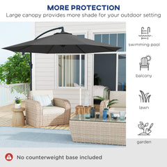 Outsunny 10' Cantilever Tilt Offset Patio Umbrella w/ UV & Water Safe Material & Cross Base (Weight Not Included), Gray
