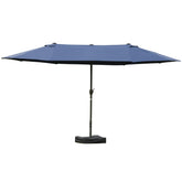 Outsunny Double-Sided Patio Umbrella, Rust-Resistant Steel, Poolside Shade, Dark Blue