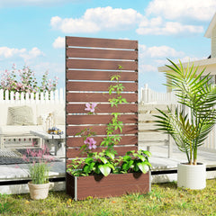 Outsunny Trellis Planter for Climbing Plants, Raised Garden Bed with Trellis, Planter Box for Outdoor Garden, Light Brown