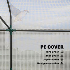 Outsunny 3 Tier Mini Greenhouse, Small Portable Greenhouse with 2 Roll-up Doors, 56.3" x 18.1" x 65", White