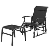 Outsunny Outdoor Glider with Ottoman, Patio Glider Chair Set with High Back, Wide Seat for Porch, Garden, Backyard, Black