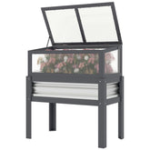 Outsunny Raised Garden Bed with Flip-Up Mini Greenhouse, Elevated Planter Box with Legs and Bed Liner for Flowers, Vegetables