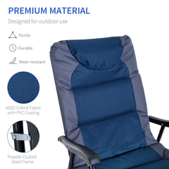 Outsunny 2 Piece Outdoor Patio Furniture Set with 2 Folding Padded Rocking Chairs, Bistro Style for Porch, Camping, Balcony, Navy Blue