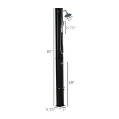 Outsunny 7' Outdoor Solar Heated Shower with 360 Rotating Rainfall & Handheld Shower Head, Foot Shower Faucet, Temperature and Pressure Adjustable, Holds 9.2 Gallons for Backyard Pool