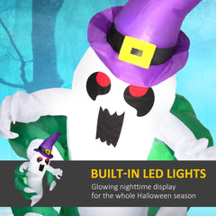 Outsunny 3.9ft Inflatable Halloween Window Sticker Ghost, Blow Up LED Display for Garden Indoor Outdoor