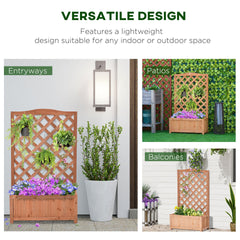 Outsunny 28" x 11" x 46" Raised Garden Bed, Wooden Planter Box w/ Trellis, Brown