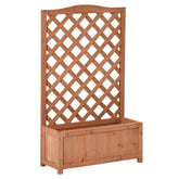 Outsunny 28" x 11" x 46" Raised Garden Bed, Wooden Planter Box w/ Trellis, Brown