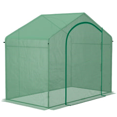 Outsunny 6' x 3' x 5' Portable Walk-in Greenhouse, PE Cover, Steel Frame Garden Hot House, Zipper Door, Top Vent for Flowers, Vegetables, Saplings, Tropical Plants, Green
