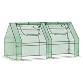 Outsunny 6' x 3' x 3' Portable Greenhouse, Garden Hot House with Two PE/PVC Covers and 2 Roll Up Windows, Green