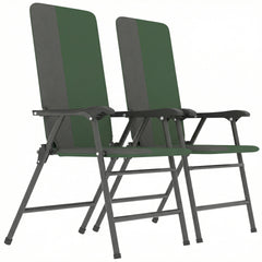 Outsunny Folding Patio Chairs Set of 2, Padded High Back Lawn Camping Chairs with Armrests, 600D Oxford Fabric, Dark Green