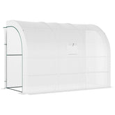 Outsunny 10' x 5' x 7' Outdoor Walk-In Greenhouse, Plant Nursery with Zippered Doors, PE Cover and 3 Wire Shelves, White