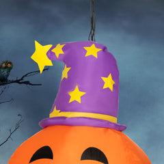 Outsunny 3.4ft Inflatable Halloween Window Sticker Ghost with Orange Face, Blow Up LED Display for Garden Indoor Outdoor