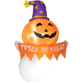 Outsunny 3.4ft Inflatable Halloween Window Sticker Ghost with Orange Face, Blow Up LED Display for Garden Indoor Outdoor
