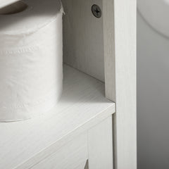 kleankin Modern Farmhouse Bathroom Sink Cabinet, Pedestal Sink Storage Cabinet with Double Doors and Shelves, White