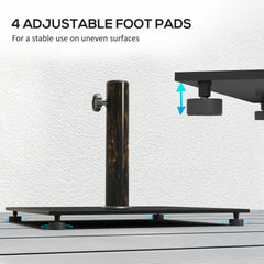 Outsunny Square Patio Umbrella Base, 29 lbs Metal Umbrella Stand Base with Adjustable Foot Pads, Heavy Duty Patio Umbrella Holder for 1.5"/1.9" Umbrella Poles for Outdoor, Lawn, Poolside, Bronze