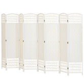 HOMCOM 8 Panel Folding Room Divider Portable Privacy Screen Wave Fiber Room Partition for Home Office White