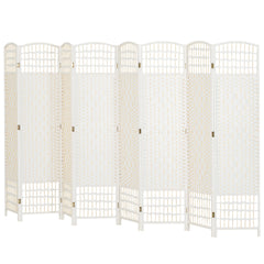 HOMCOM 8 Panel Folding Room Divider Portable Privacy Screen Wave Fiber Room Partition for Home Office White