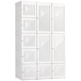HOMCOM Portable Wardrobe Closet, Folding Clothes Storage Organizer with 8 Cube Compartments, 2 Hanging Rods, 11 Magnet Doors, White