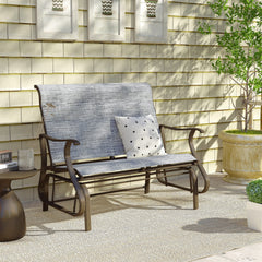 Outsunny 2-Person Outdoor Glider Bench,Patio Glider Loveseat Chair with Powder Coated Steel Frame,2 Seats Porch Rocking Glider for Backyard, Lawn, Garden and Porch, Mixed Gray