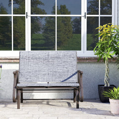Outsunny 2-Person Outdoor Glider Bench,Patio Glider Loveseat Chair with Powder Coated Steel Frame,2 Seats Porch Rocking Glider for Backyard, Lawn, Garden and Porch, Mixed Gray
