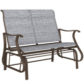 Outsunny 2-Person Outdoor Glider Bench,Patio Glider Loveseat Chair with Powder Coated Steel Frame,2 Seats Porch Rocking Glider for Backyard, Lawn, Garden and Porch, Mixed Gray