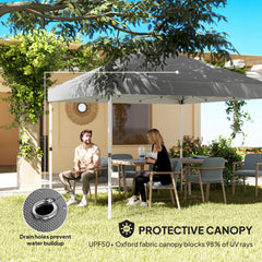 Outsunny 10' x 10' Pop Up Canopy Tent with 2 Half Sidewalls, UV50+ Instant Sun Shelter with Wheeled Carry Bag, Dark Gray