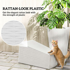 Outsunny Tall Planters for Outdoor Plants Set of 3, 24 In Taper Planters with Drainage Holes, Rattan Decor Plant Pots, White