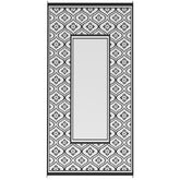 Outsunny Reversible Outdoor Rug, Waterproof Plastic Straw with Carry Bag, 9' x 18', Black & White Gourd Border