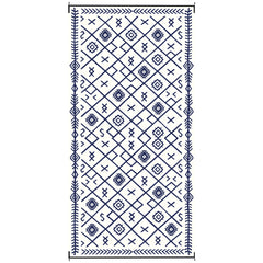 Outsunny Reversible Outdoor Rug, Waterproof Plastic Straw with Carry Bag, 9' x 18', Blue & White Rhombus