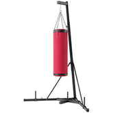 Soozier Punching Bag with Stand for Adults, 72.8"-90.9" Height Adjustable Freestanding Boxing Stand with Canvas Sandbag, Red