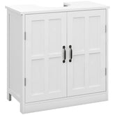 kleankin Pedestal Sink Storage Cabinet, Under Sink Cabinet with 2 Doors and Adjustable Shelf, Bathroom Vanity with U-Shape Cut-Out, White