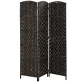 HOMCOM Room Divider, 3 Panel Folding Privacy Screen, 70.9" Tall Portable Weave Partition Wall Divider for Bedroom, Coffee