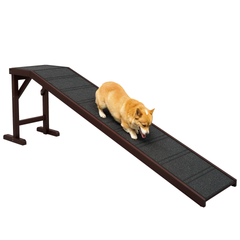 PawHut Dog Ramp for Bed, Pet Ramp for Dogs with Non-Slip Carpet and Top Platform, 74" x 16" x 25", Brown