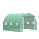 Outsunny 10' x 10' x 7' Walk-in Tunnel Greenhouse with High-Quality Transparent PE Cover, Zipper Doors & Windows