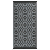 Outsunny Reversible Outdoor Rug, Waterproof Plastic Straw with Carry Bag, 9' x 18', Black & Gray Lantern