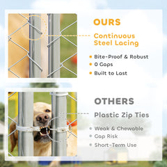 PawHut Heavy Duty Outdoor Dog Kennel with Waterproof Roof, Secure Latch, Chain Link Dog Run for Backyard, 19.7' x 19.7' x 8.9'