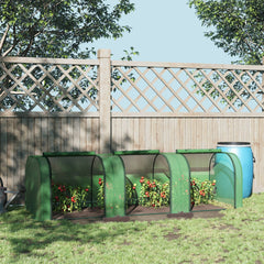 Outsunny 9.7' L x 3' W x 2.5' H Portable Tunneled Greenhouse with 3 Zippered Doors, Water/UV Fighting PE Cover