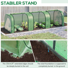 Outsunny 9.7' L x 3' W x 2.5' H Portable Tunneled Greenhouse with 3 Zippered Doors, Water/UV Fighting PE Cover