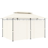 Outsunny 10' x 13' Double Roof Patio Gazebo, Outdoor Gazebo with Curtains, for Garden, Lawn, Backyard and Deck, Cream White