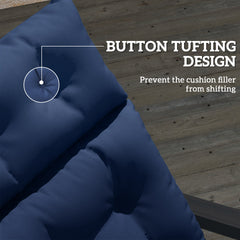 Outsunny Outdoor Chaise Lounge Cushion, Tufted Thick Patio Lounge Chair Cushion with Ties, 74.8 in. x 22 in. x 4 in., Navy Blue