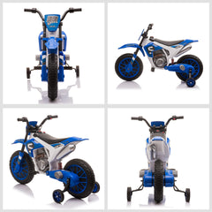 Aosom 12V Kids Motorcycle w/ Treaded Tires, 5mph Top Speed Electric Bike for Kids, Ride On Motorcycle w/ Training Wheels, Battery Charger, Spring Suspension, Blue