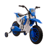 Aosom 12V Kids Motorcycle w/ Treaded Tires, 5mph Top Speed Electric Bike for Kids, Ride On Motorcycle w/ Training Wheels, Battery Charger, Spring Suspension, Blue