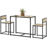 HOMCOM 3-Piece Dining Room Set, Industrial Kitchen Table Set with Rectangular Table and 2 Dining Chairs, Oak