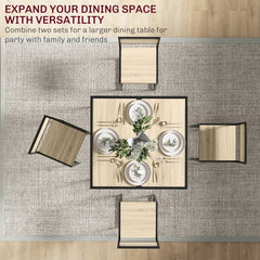 HOMCOM 3-Piece Dining Room Set, Industrial Kitchen Table Set with Rectangular Table and 2 Dining Chairs, Oak
