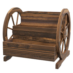 Outsunny Wooden Wagon Planter Box, 3-Tier Raised Garden Bed, for Vegetables Flowers Herbs, 25" x 24" x 23"