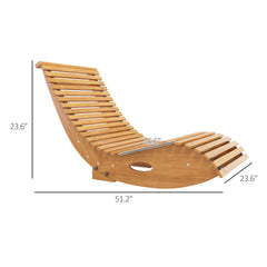 Outsunny Outdoor Rocking Chair w/ Slatted Seat, Wooden Rocking Chair, 51.25" x 23.5" x 23.5", Teak